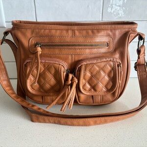 Vintage Woman SYBILLA Brown Leather Purse Shoulder Bag crossbody Y2K